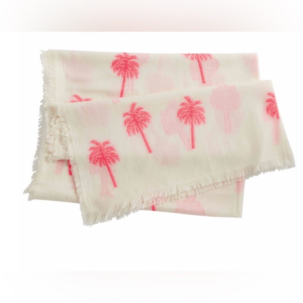 Mud Pie Pink Palm Tree Icon Jacquard Scarf